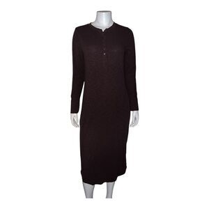 Gap Womens Brown Ribbed Henley Midi Dress Fitted Large NWOT